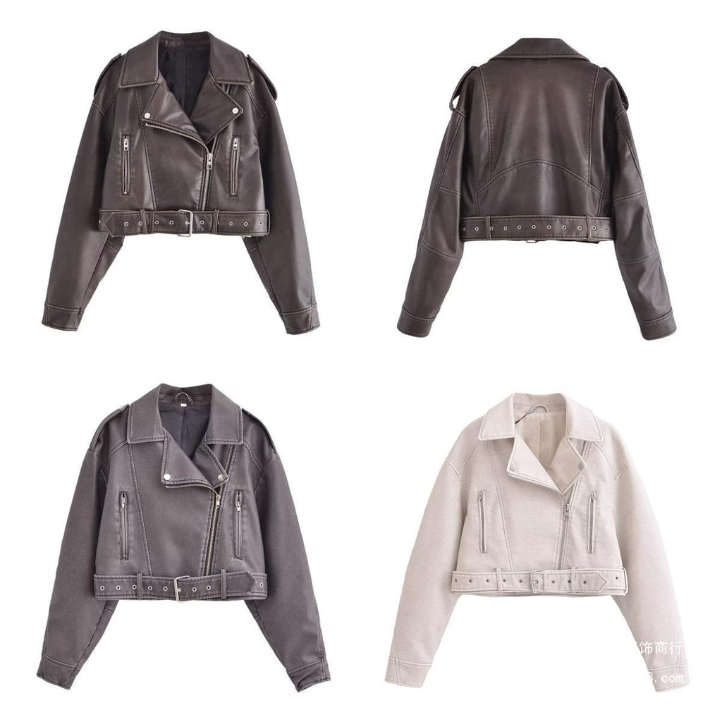 GR | Washable, Gradient Leather Jacket for Women*