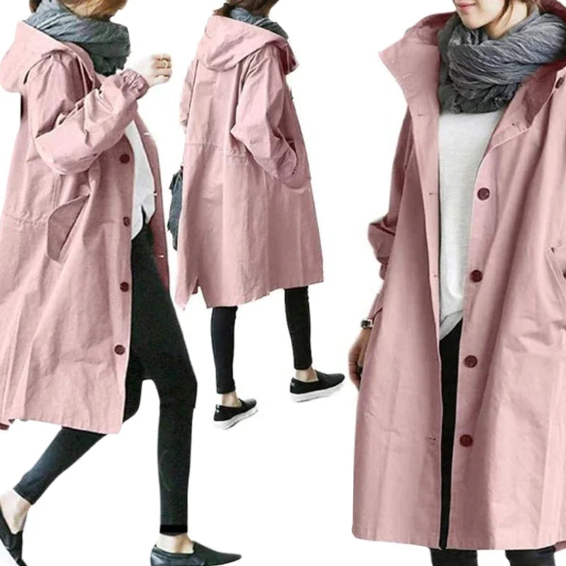 GR | Warm Large-Button Rain Jacket With