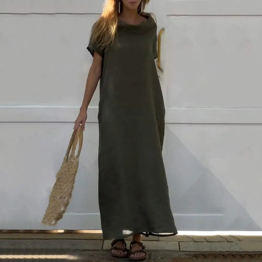 GR | Leinenkleid Mit Elegantem Kragen