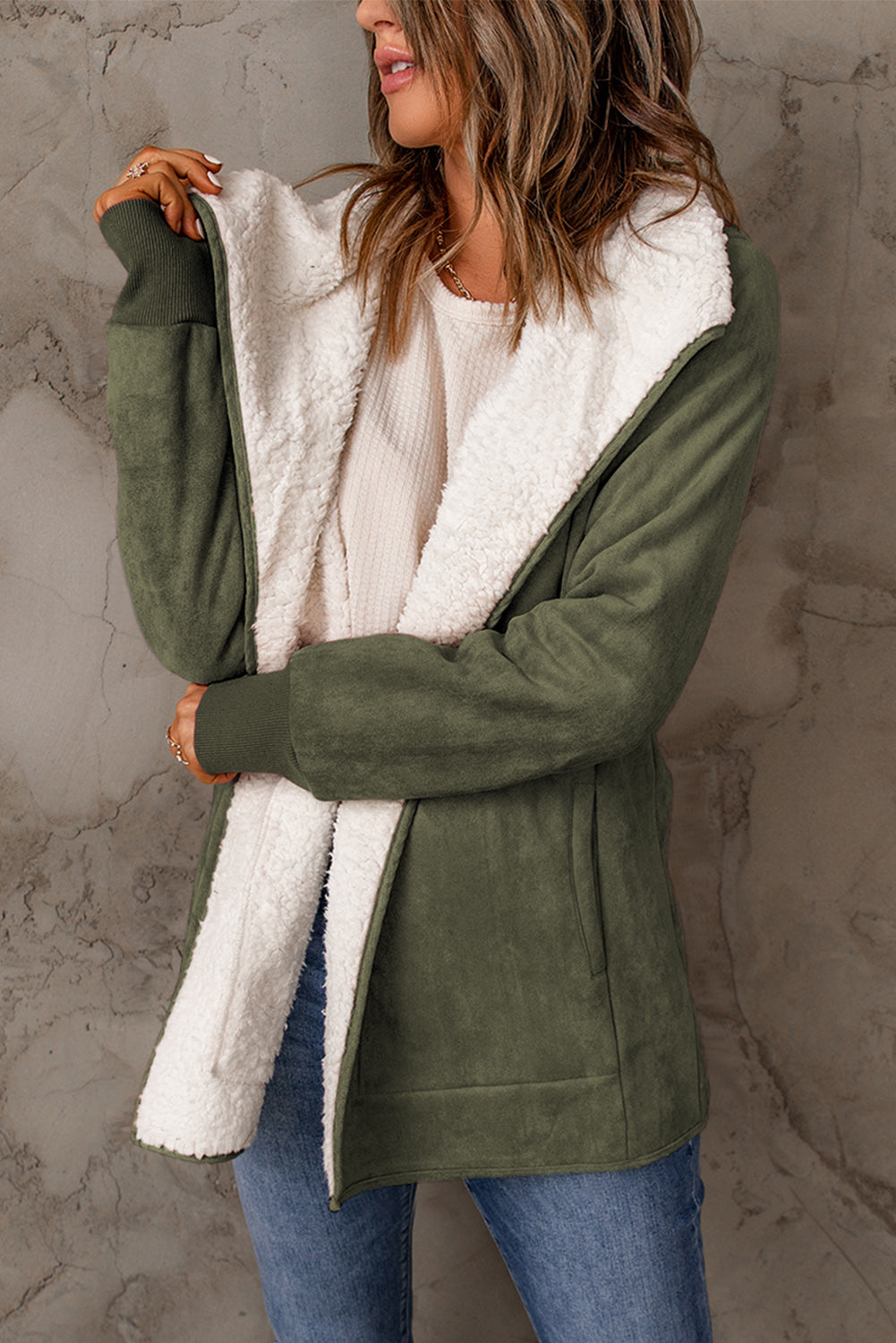 GR | with open front and fleece lining For women