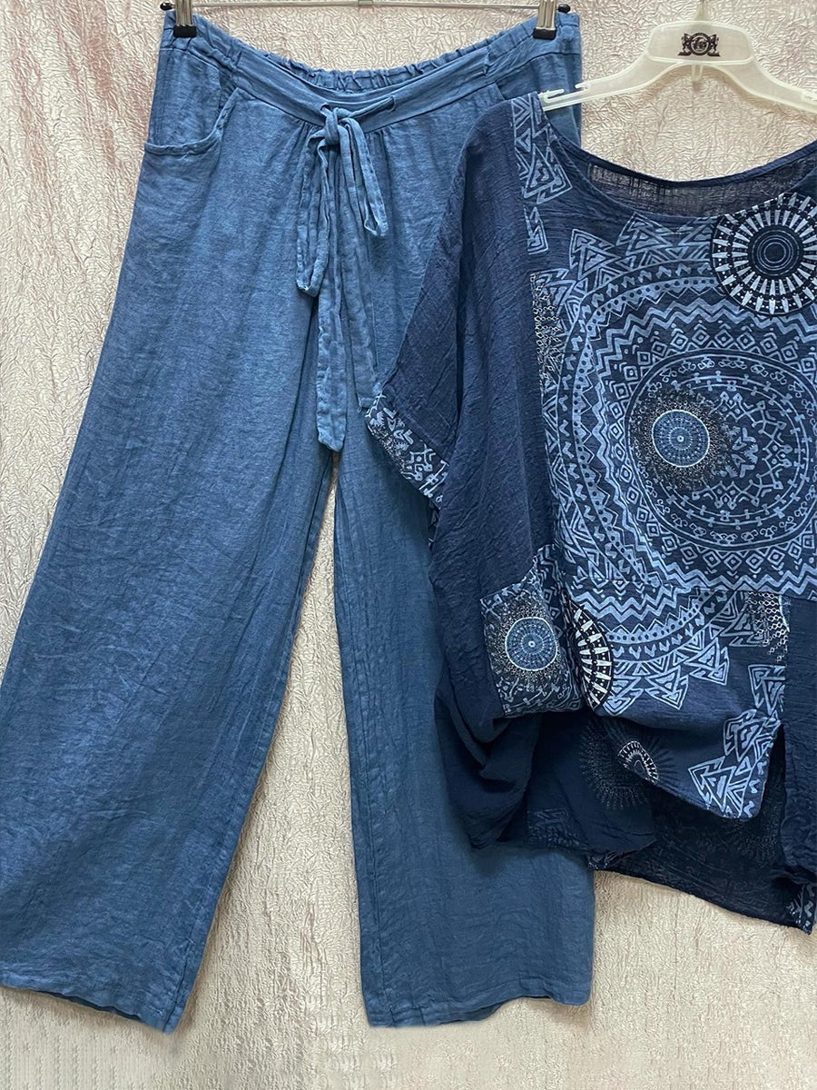 GR | Two-piece set with loose Bohemian print 