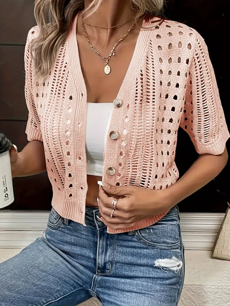 GR | Versatile comfort, elegant V-neck cardigan for women