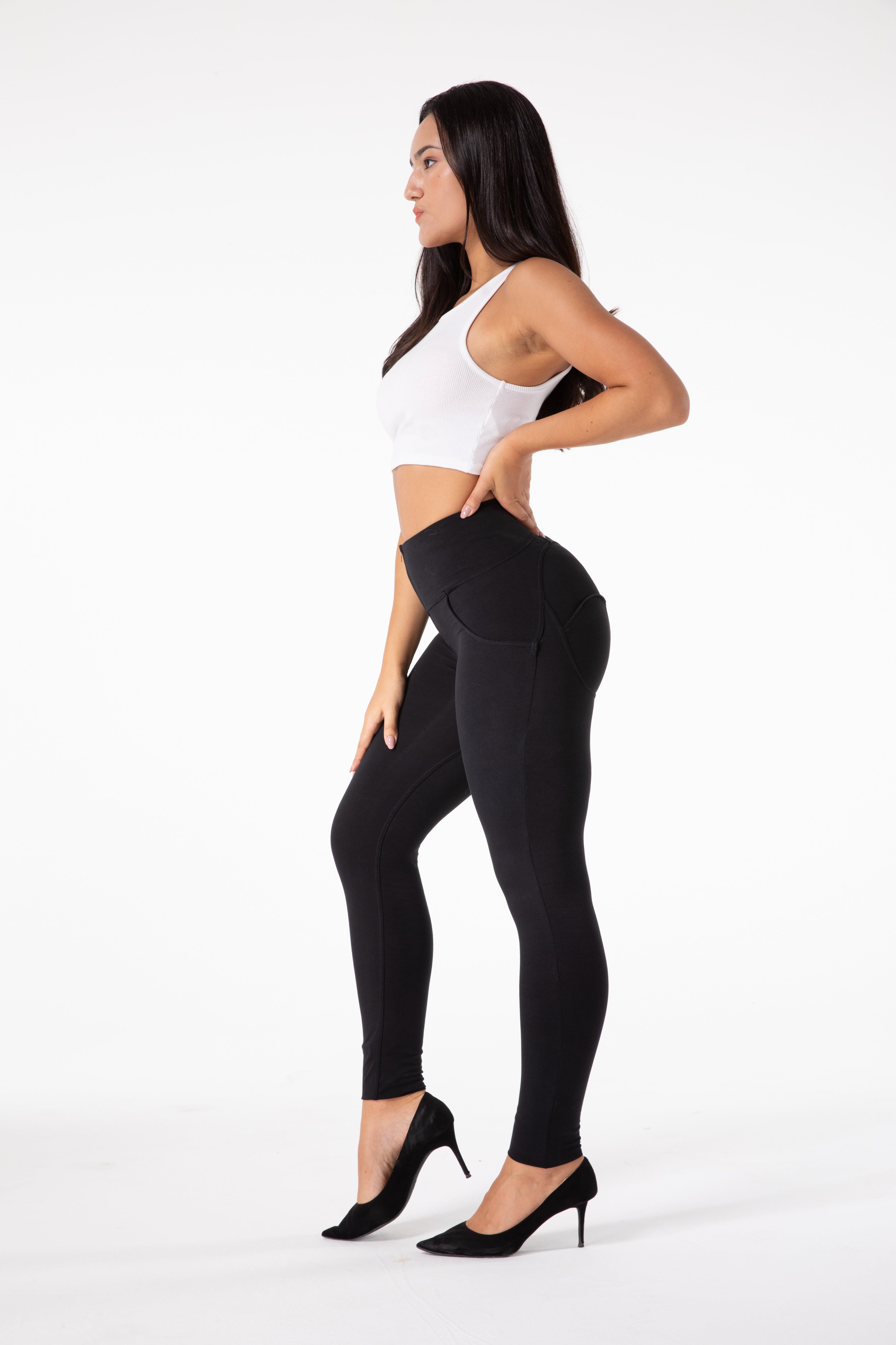 GR | Stramme Schwarze Leggings mit Hohem Bund