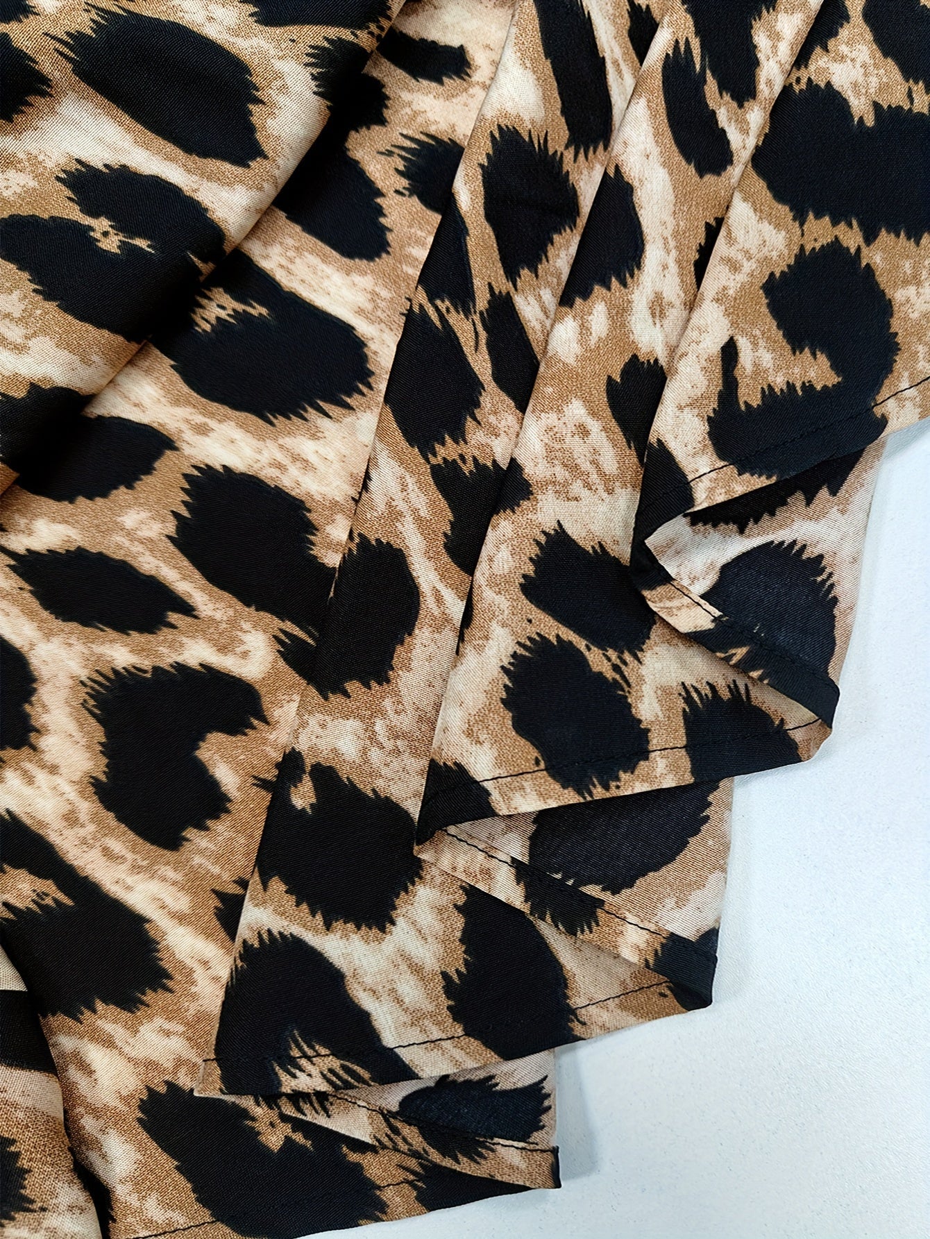 GR | Casual leopard print shirt dress with long sleeves