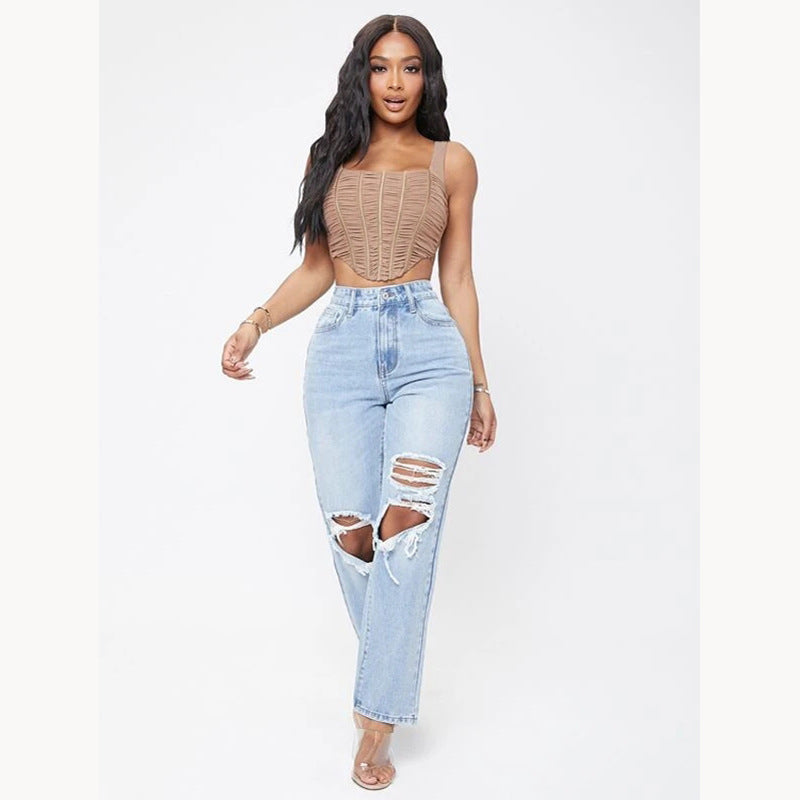 GR Damenjeans mit hoher Taille und Waschung