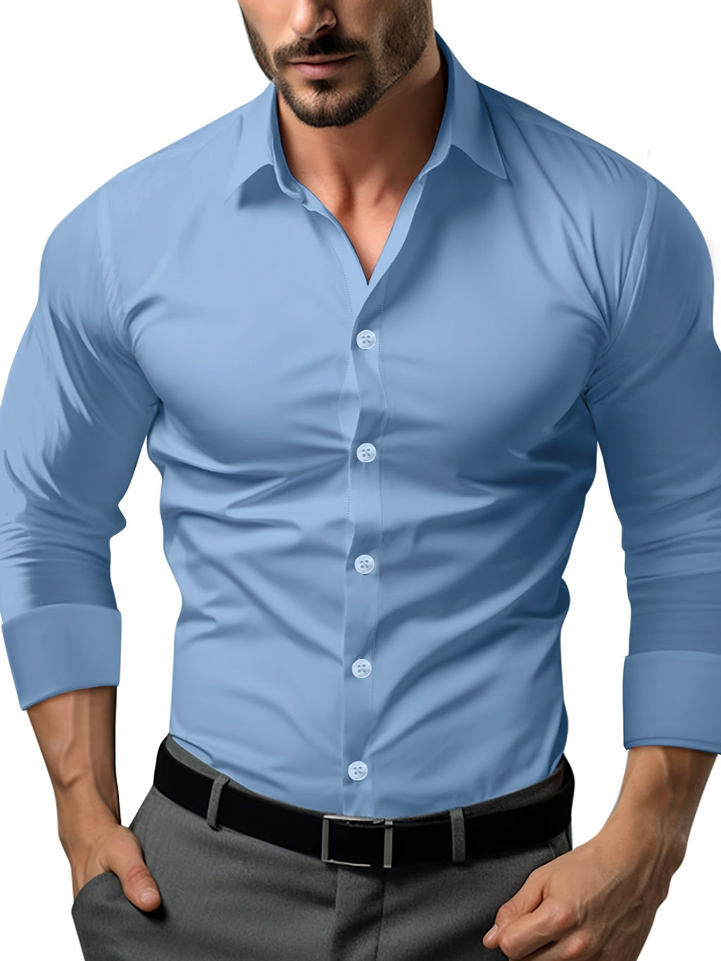 GR | Slim Fit Einfarbiges Baumwollhemd