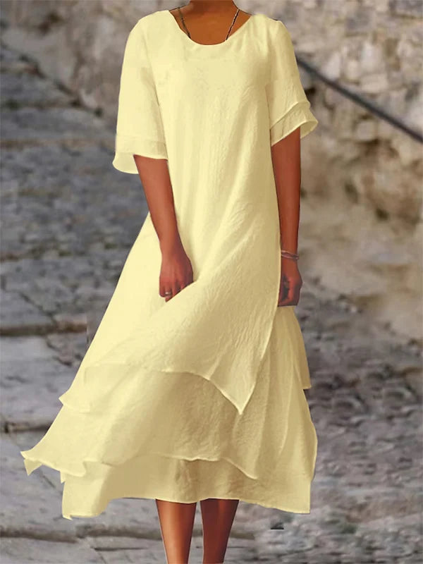 GR | Chic elegance block slit dress