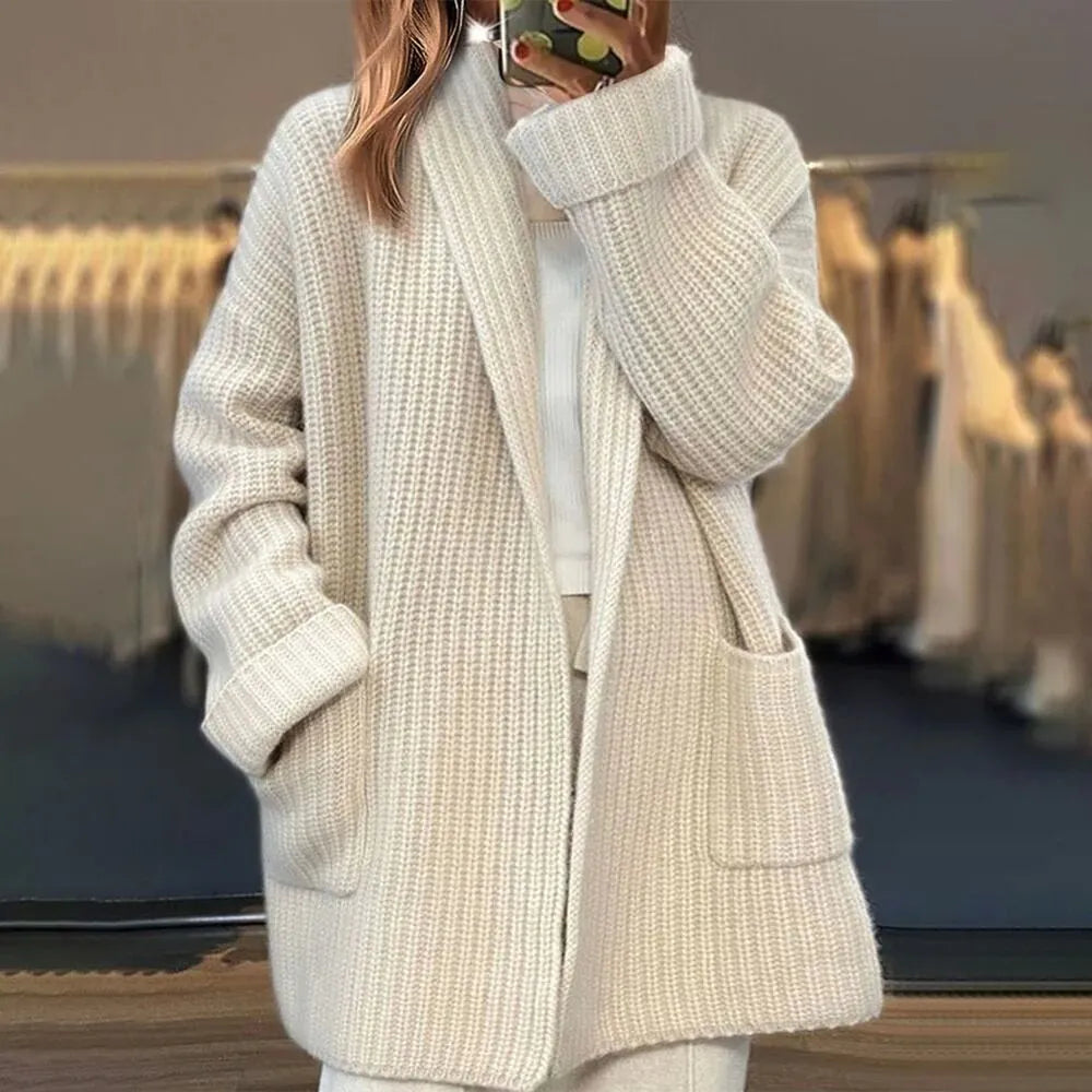 Aliiyah™ - Casual, simple, mid-length sweater with pockets