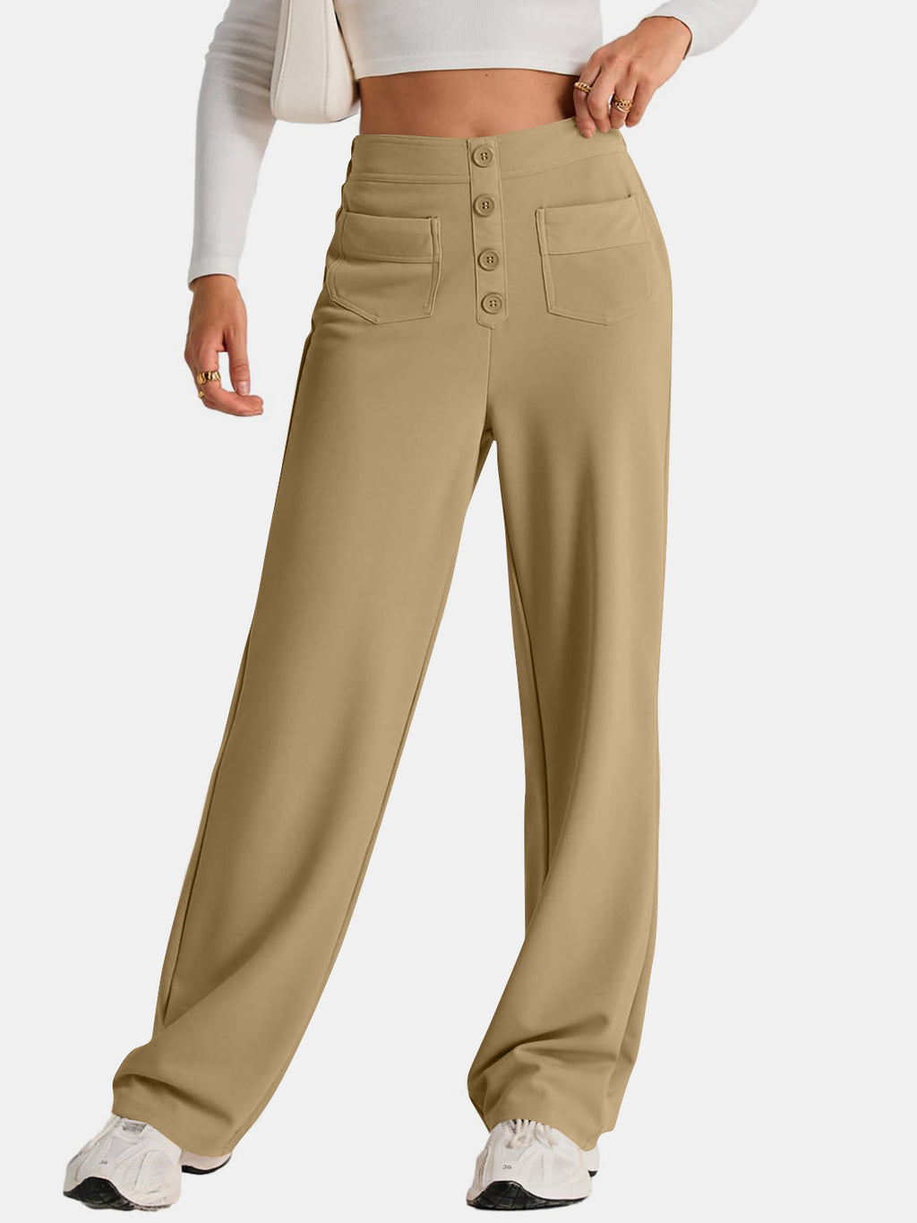 GR | Wide-waisted trousers with pockets, elegant and comfortable