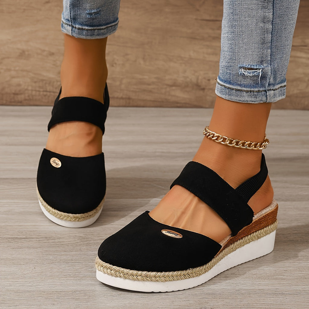 GR | Women's Platform Sandals: Non-slip, Closed Toe, Elastic Strap