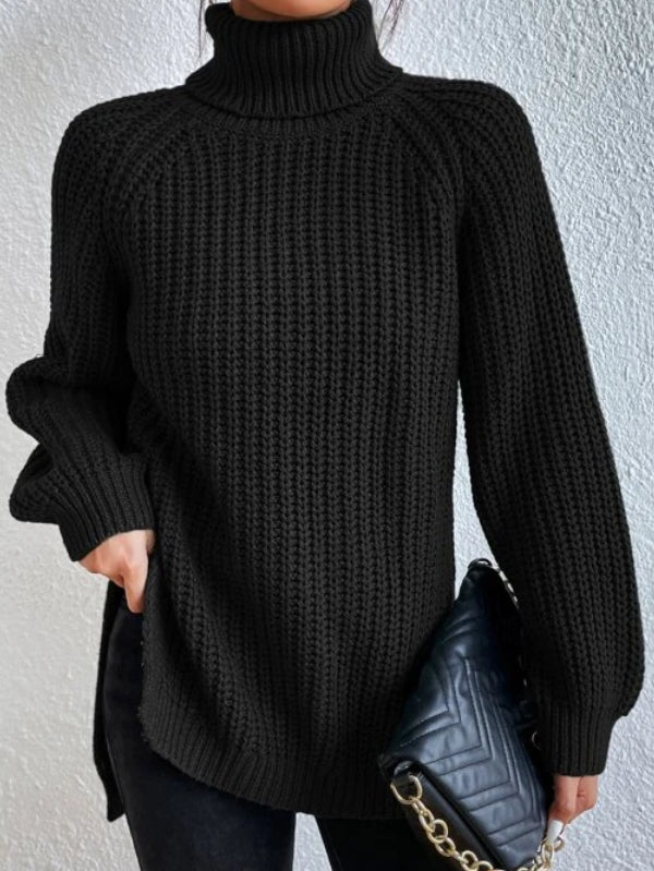 GR Dresden – Roll-neck sweater with raglan sleeves and slit hem 