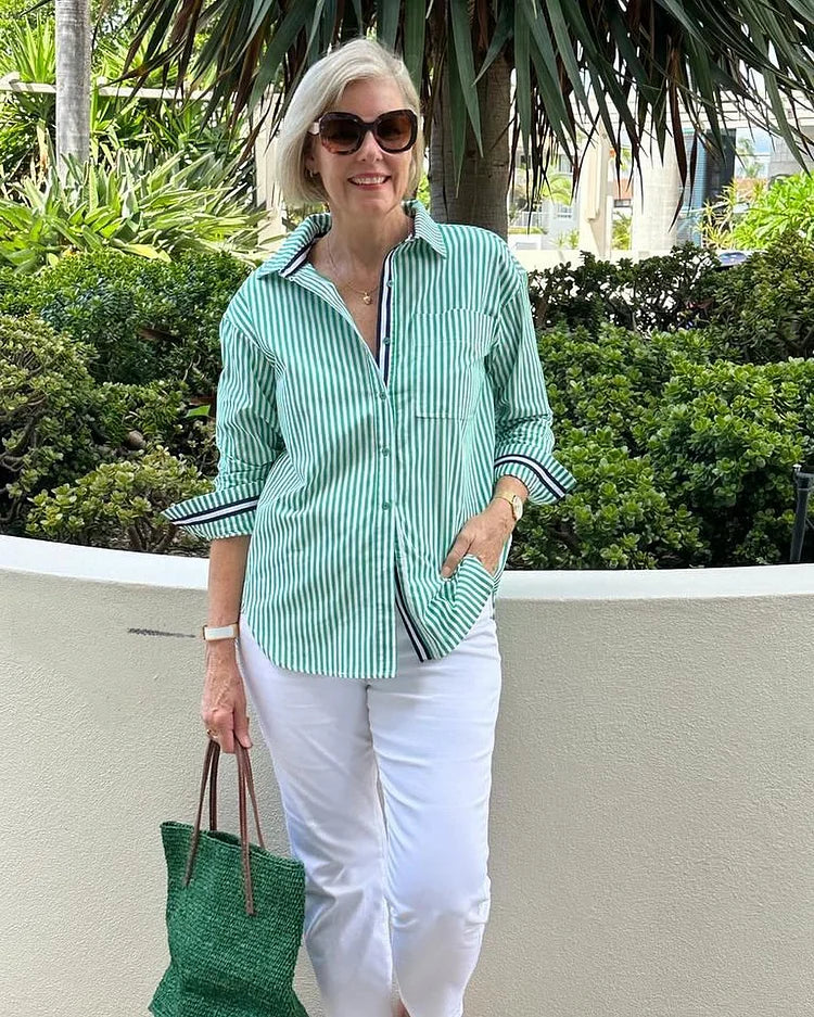 GR | Women's striped button-up shirt