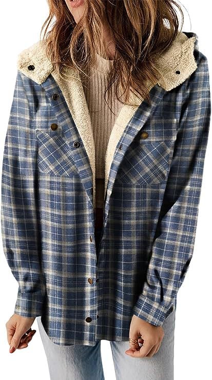 GR | Plaid Jacket Long Sleeve Buckle Wool with Hood