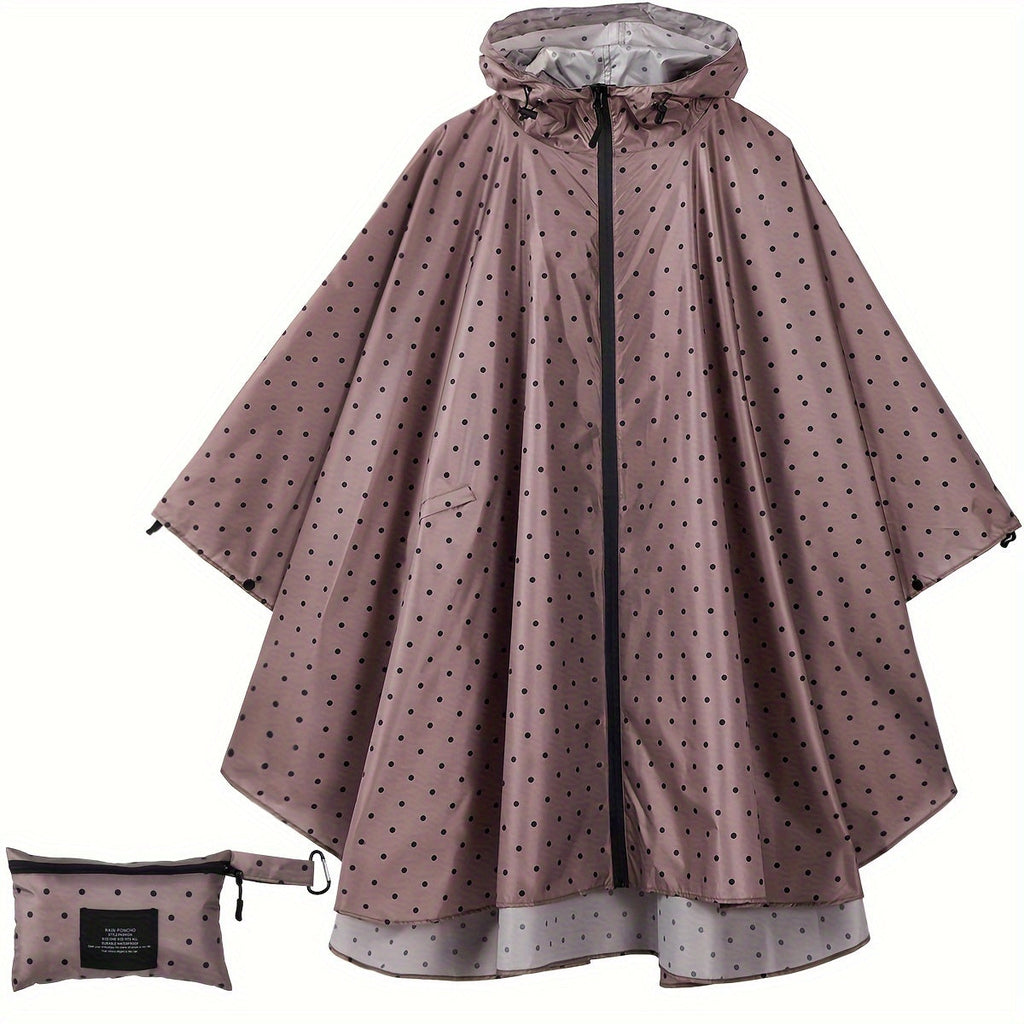GR | Sporty women's rain poncho with hood and geometric pattern