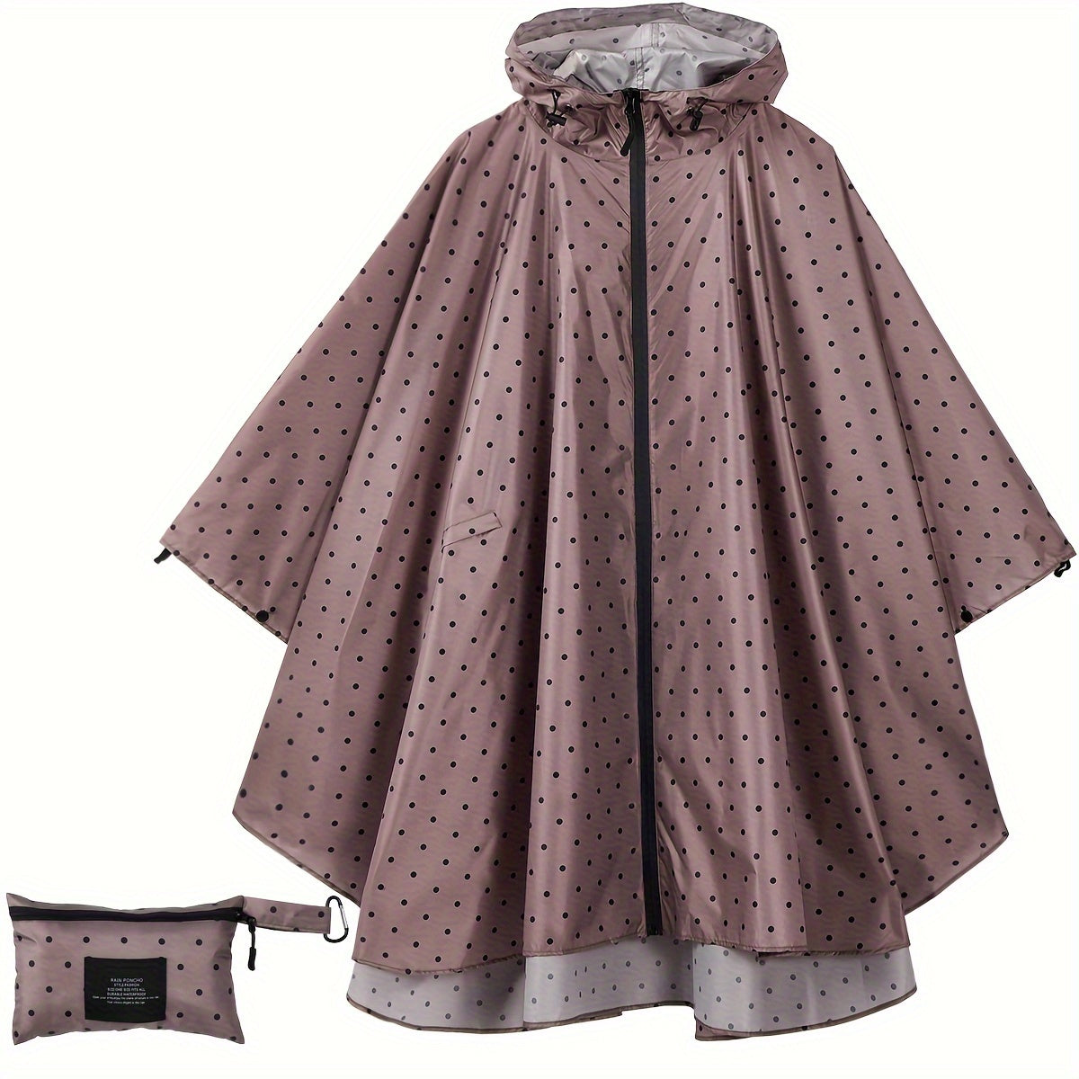 GR | Sporty women's rain poncho with hood and geometric pattern