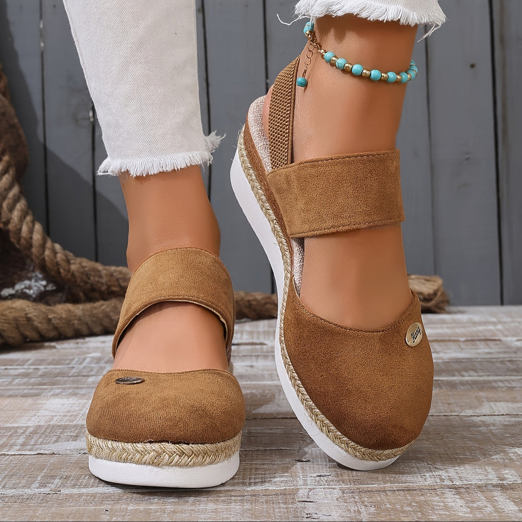 GR | Women's Platform Sandals: Non-slip, Closed Toe, Elastic Strap