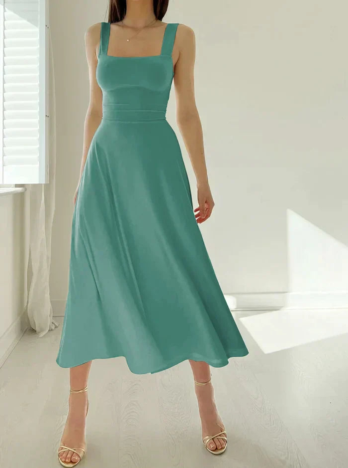 GR - Elegantes ärmelloses A-Linien-Midikleid – Zeitloser Chic | Fit-and-Flare Midikleid – Perfekt für jeden Anlass