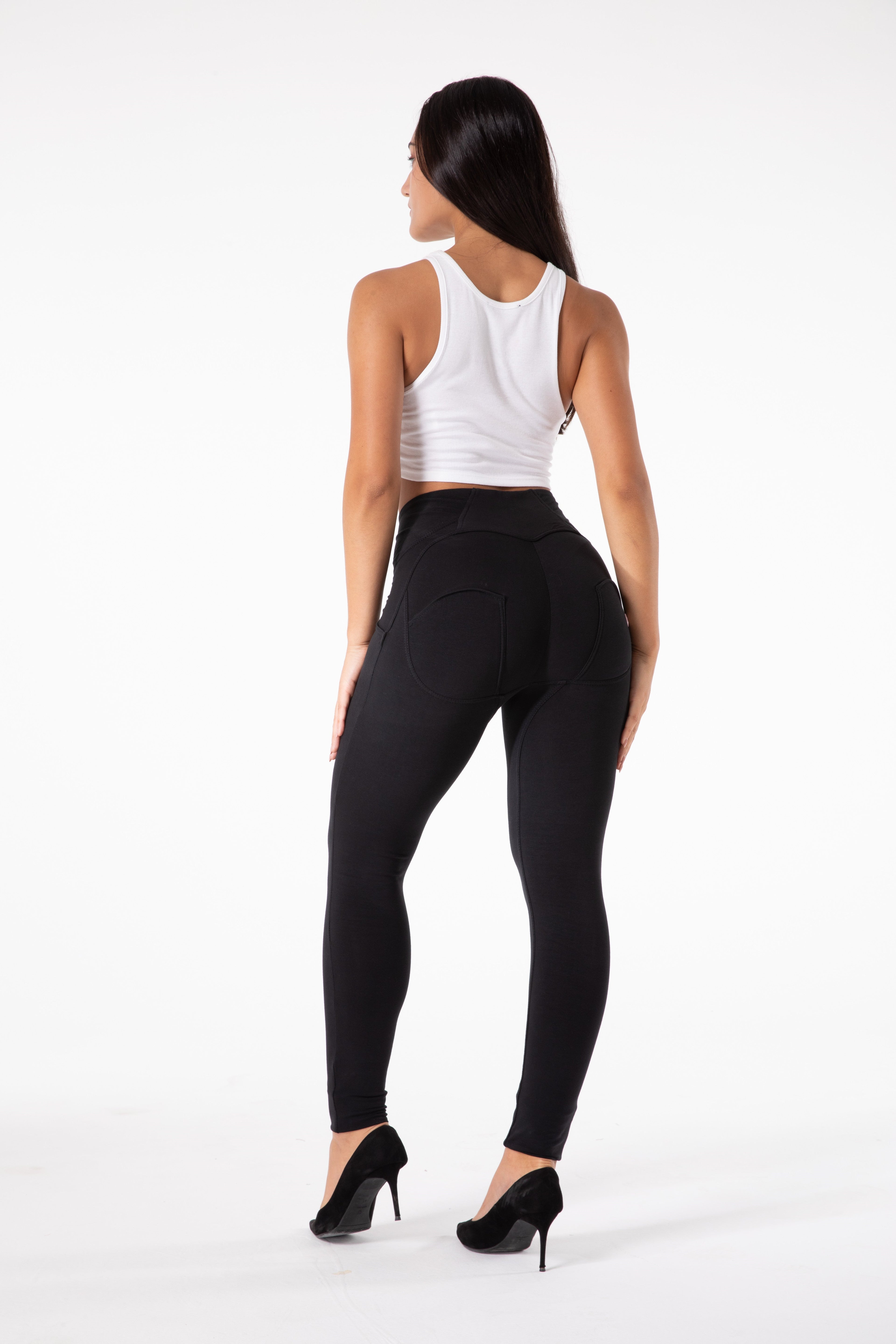 GR | Stramme Schwarze Leggings mit Hohem Bund