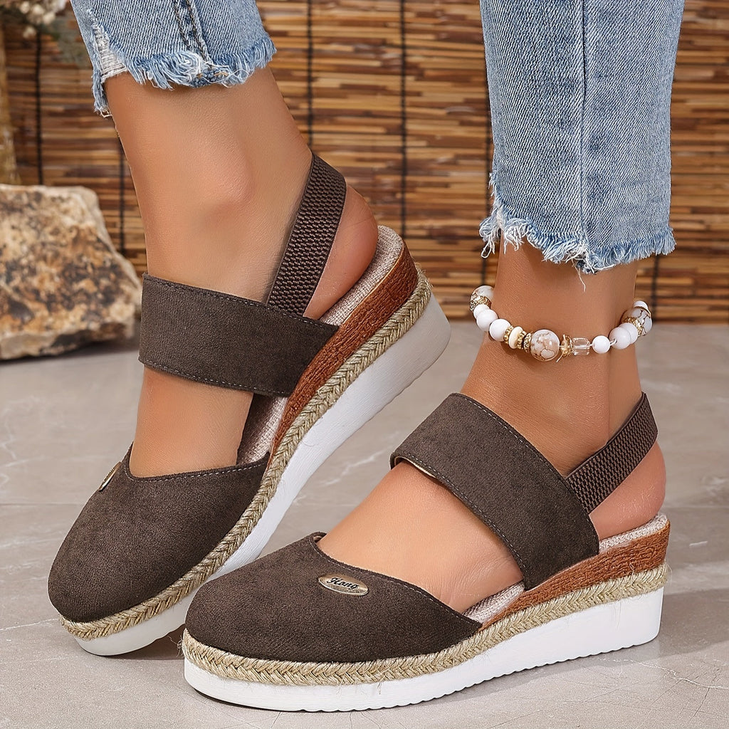 GR | Women's Platform Sandals: Non-slip, Closed Toe, Elastic Strap