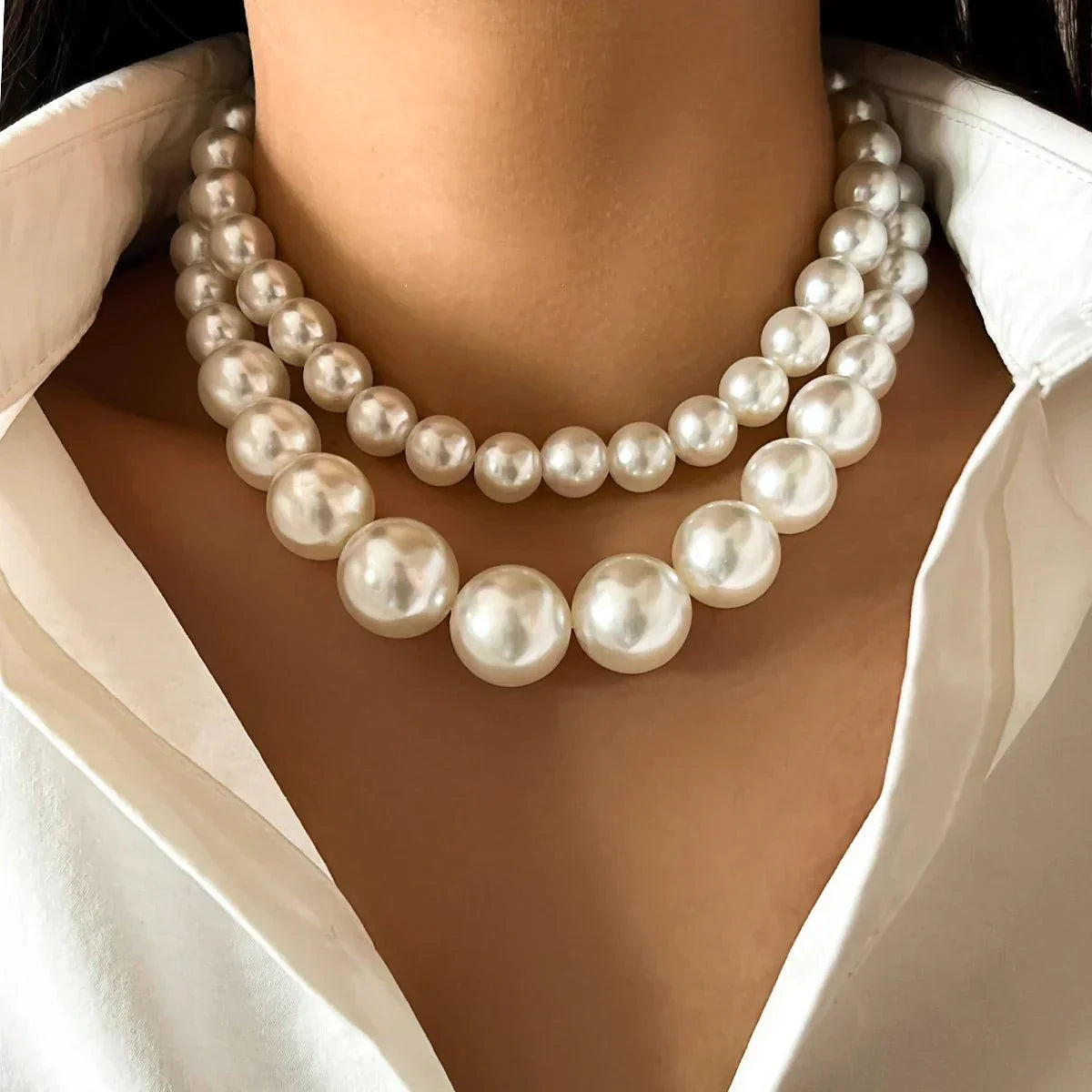 GR | Embellished Double Layer Necklace Set for Women