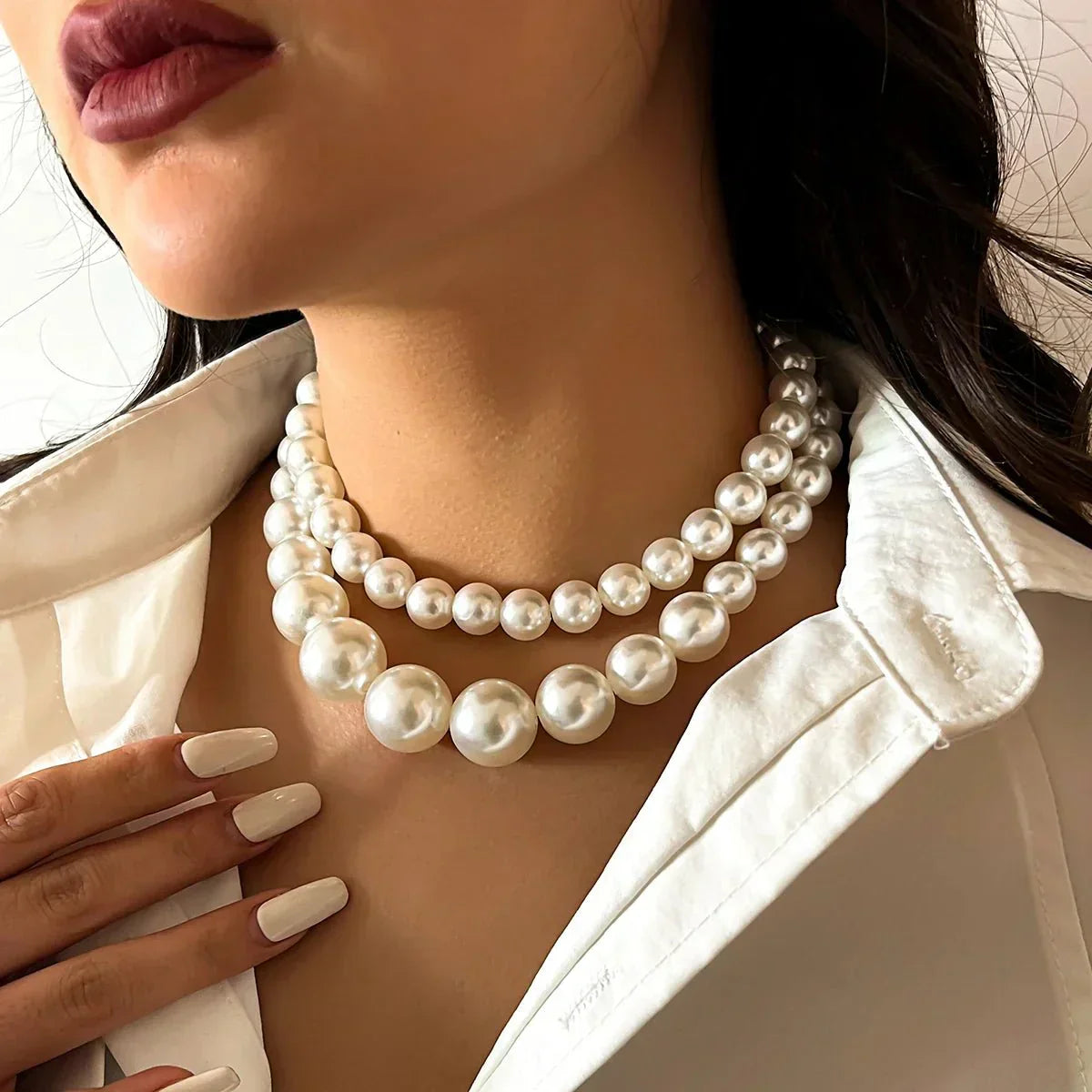 GR | Embellished Double Layer Necklace Set for Women
