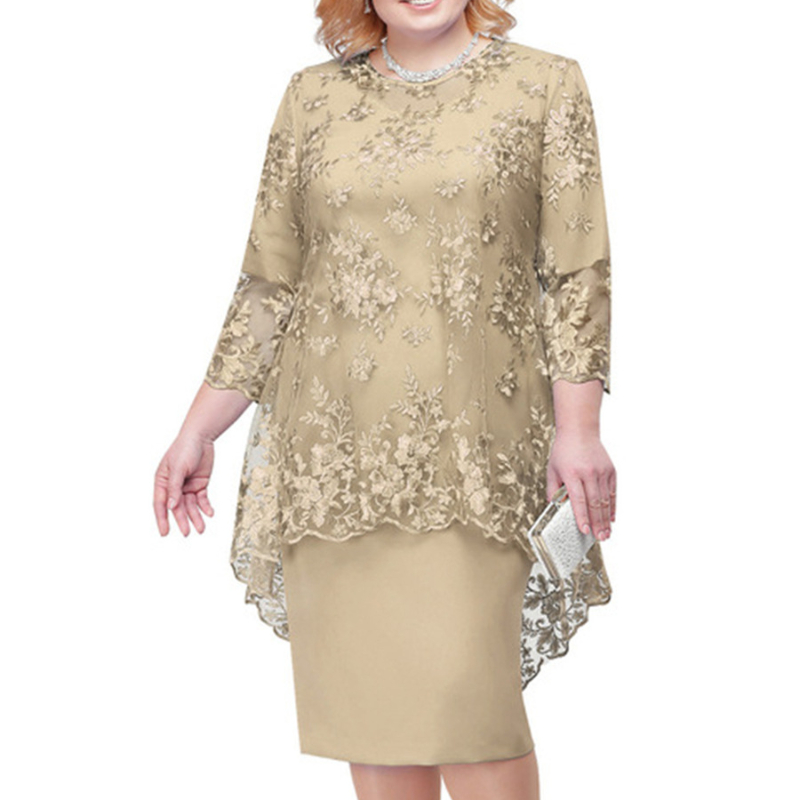GR | Elegant lace pattern 3/4 sleeve women's evening dress
