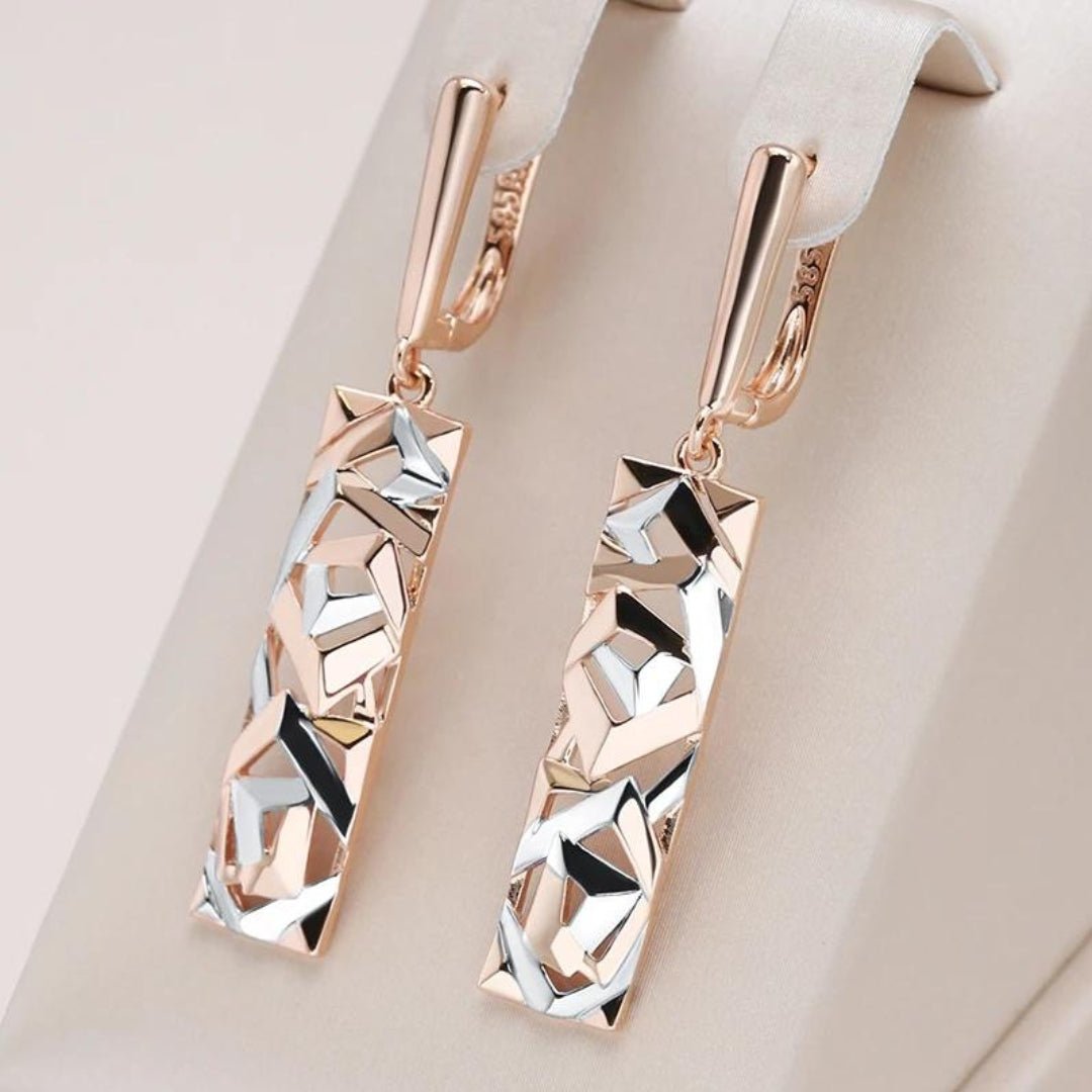 GR | Rectangular Gold and Silver Earrings