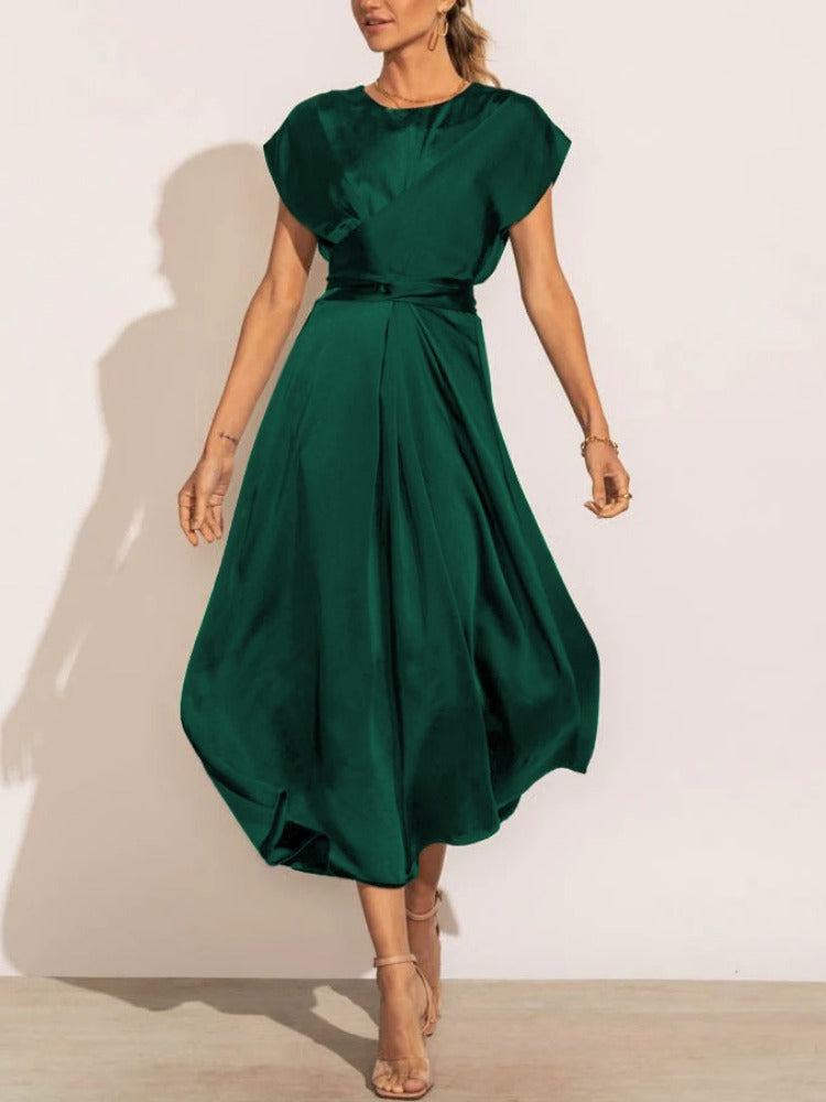 GR | Elegantes Satin-Wickel-Midi-Kleid für Damen