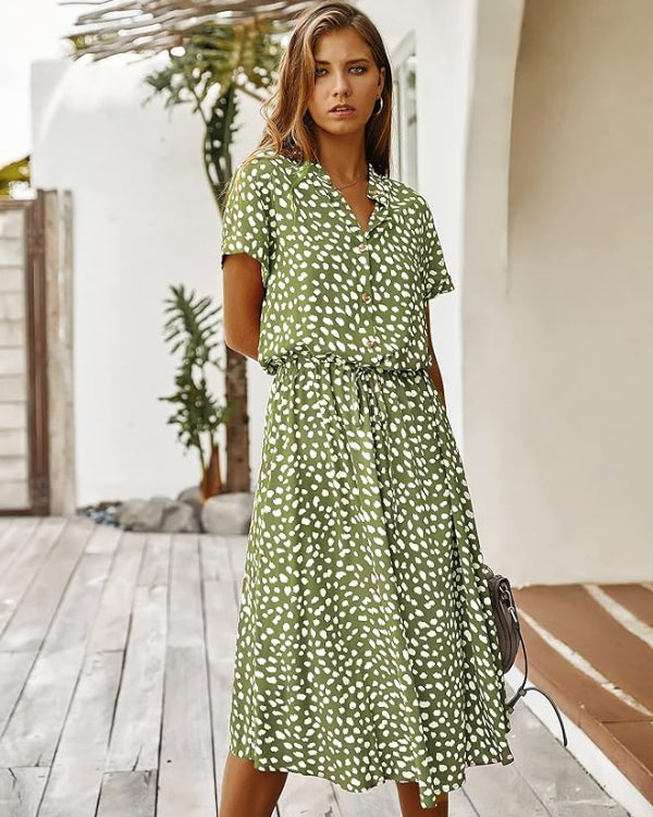 GR | Elegantes Vintage Midi Kleid Für Damen Für Den Sommer