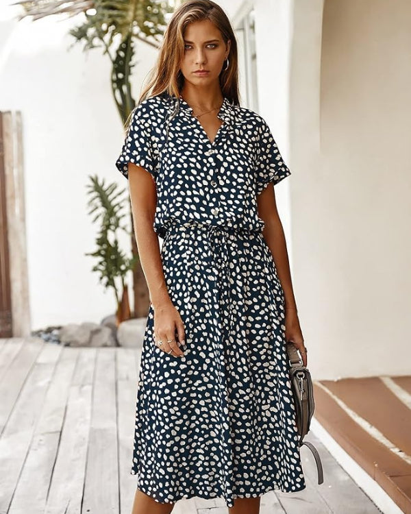 GR | Elegantes Vintage Midi Kleid Für Damen Für Den Sommer