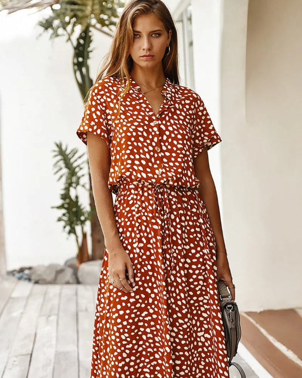 GR | Elegantes Vintage Midi Kleid Für Damen Für Den Sommer