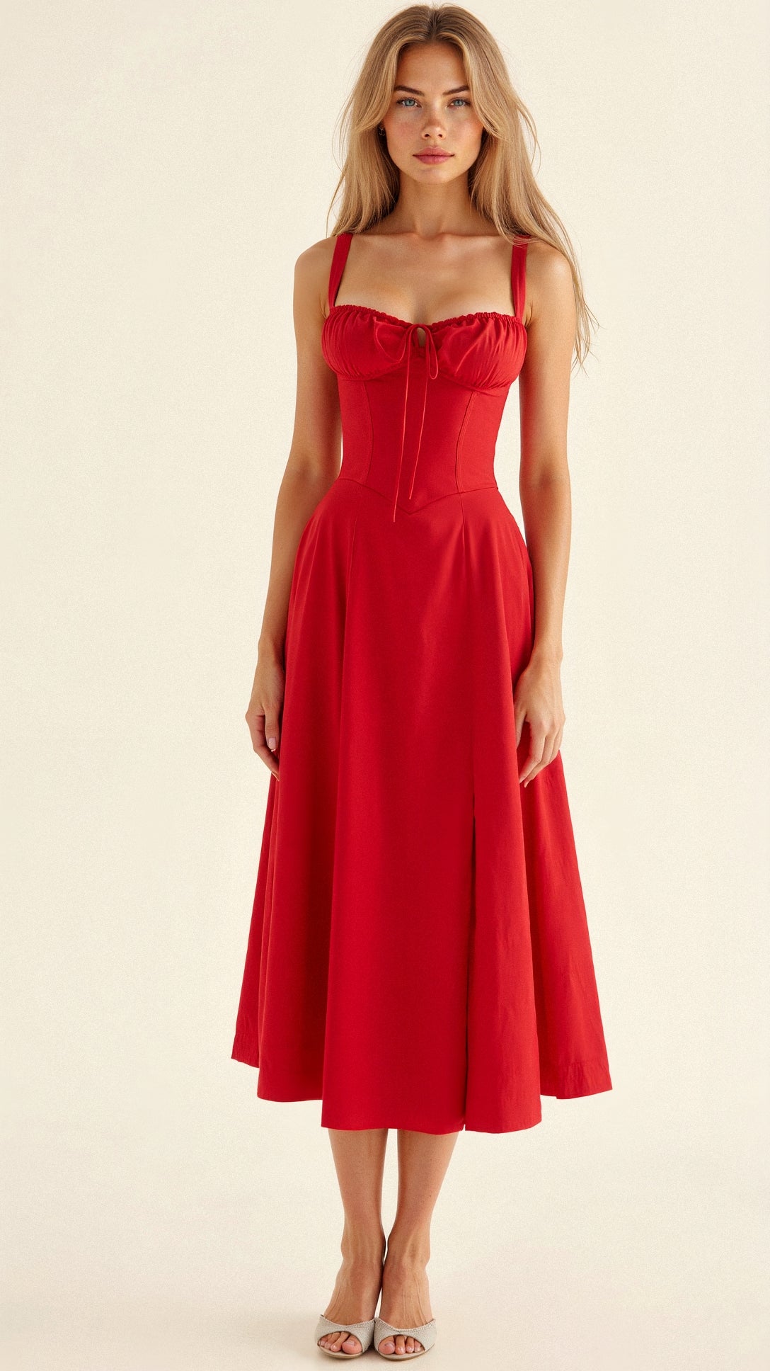 GR | Sommerliches Midi Kleid Mit Trägern & Schlitz Luftig, Elegant & Perfekt Für Warme Tage