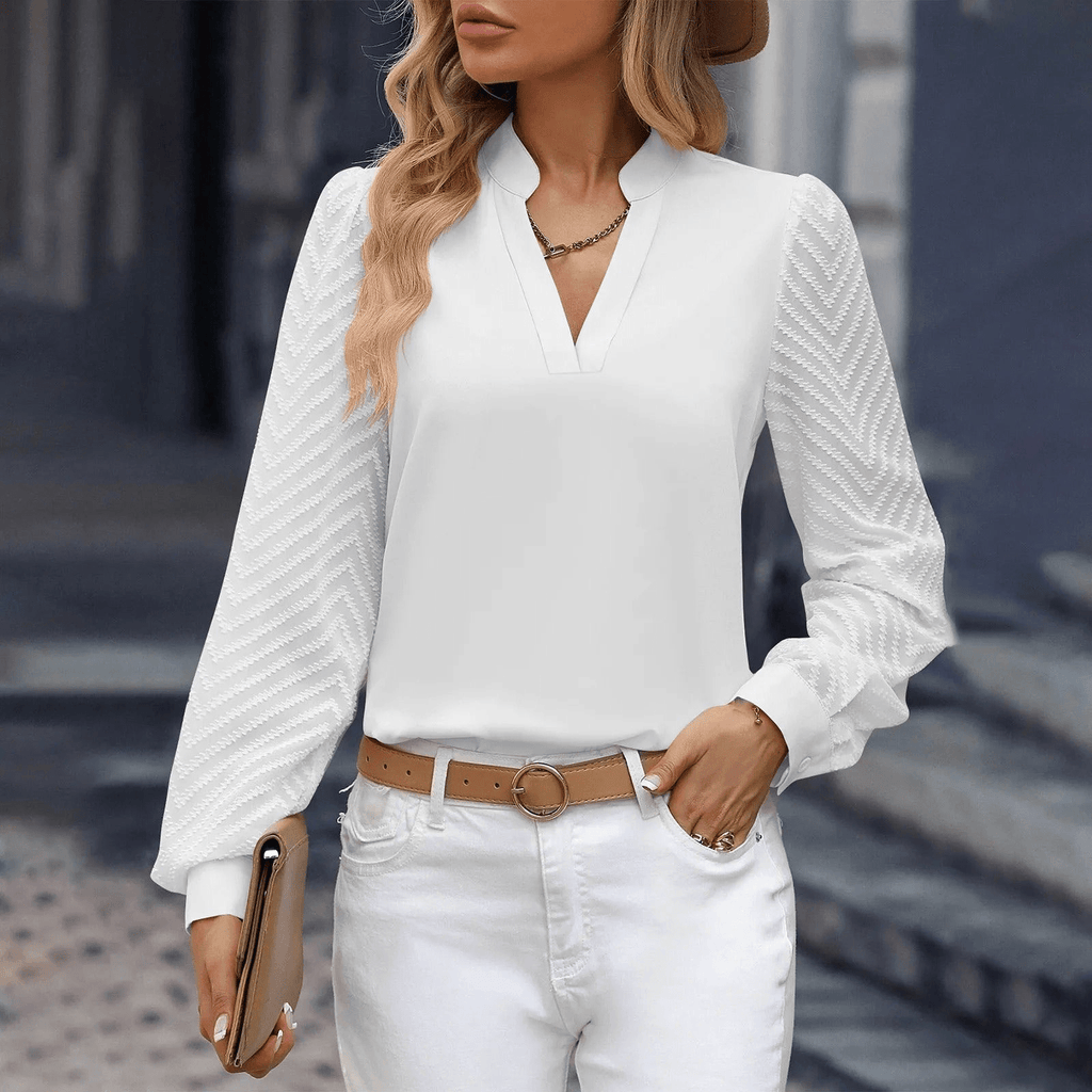 GR | Elegant Chiffon Women's Top with V-Neck, Formal and Casual