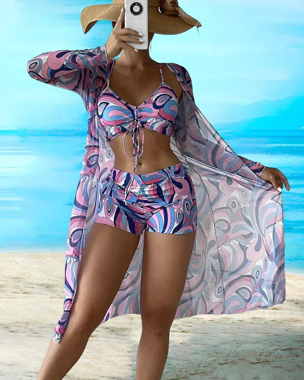GR - 3-piece bikini set with floral pattern