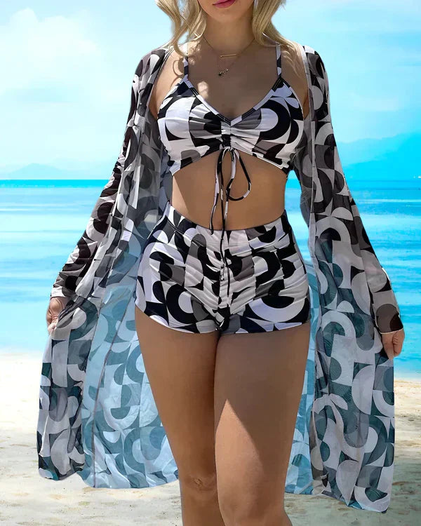 GR - 3-piece bikini set with floral pattern