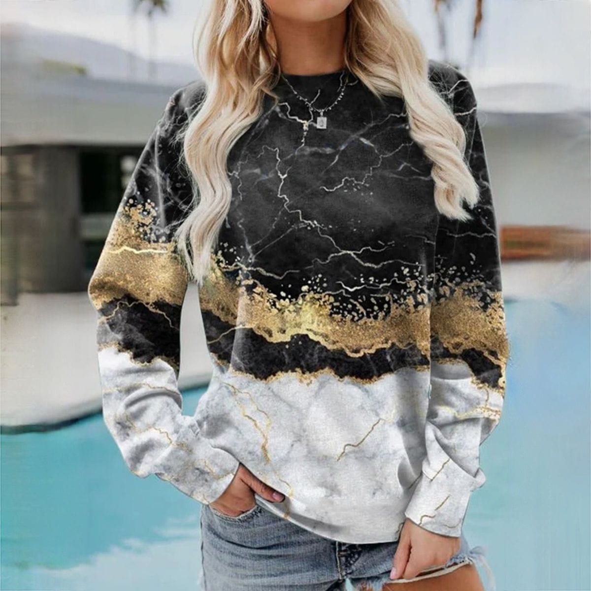 GR | Bedruckter Pullover für Frauen