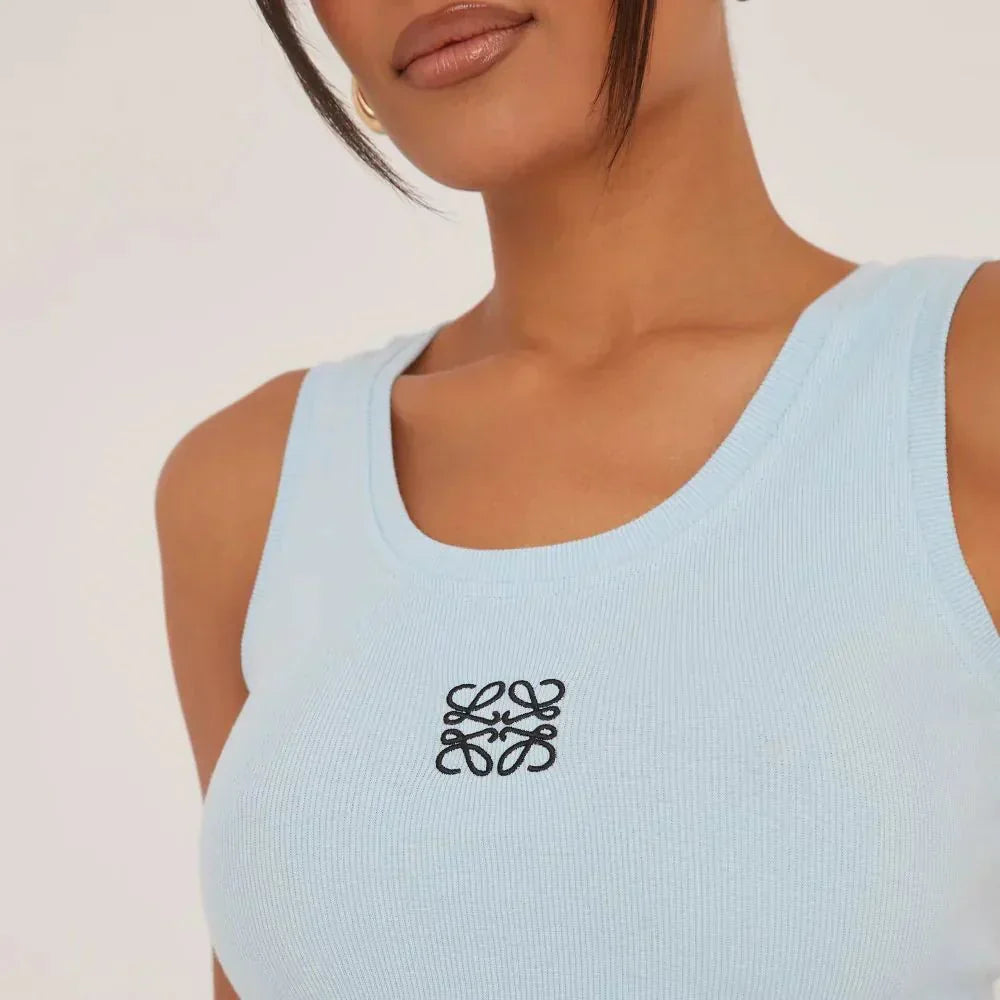 GR | Ribbed tank top with delicate embroidery