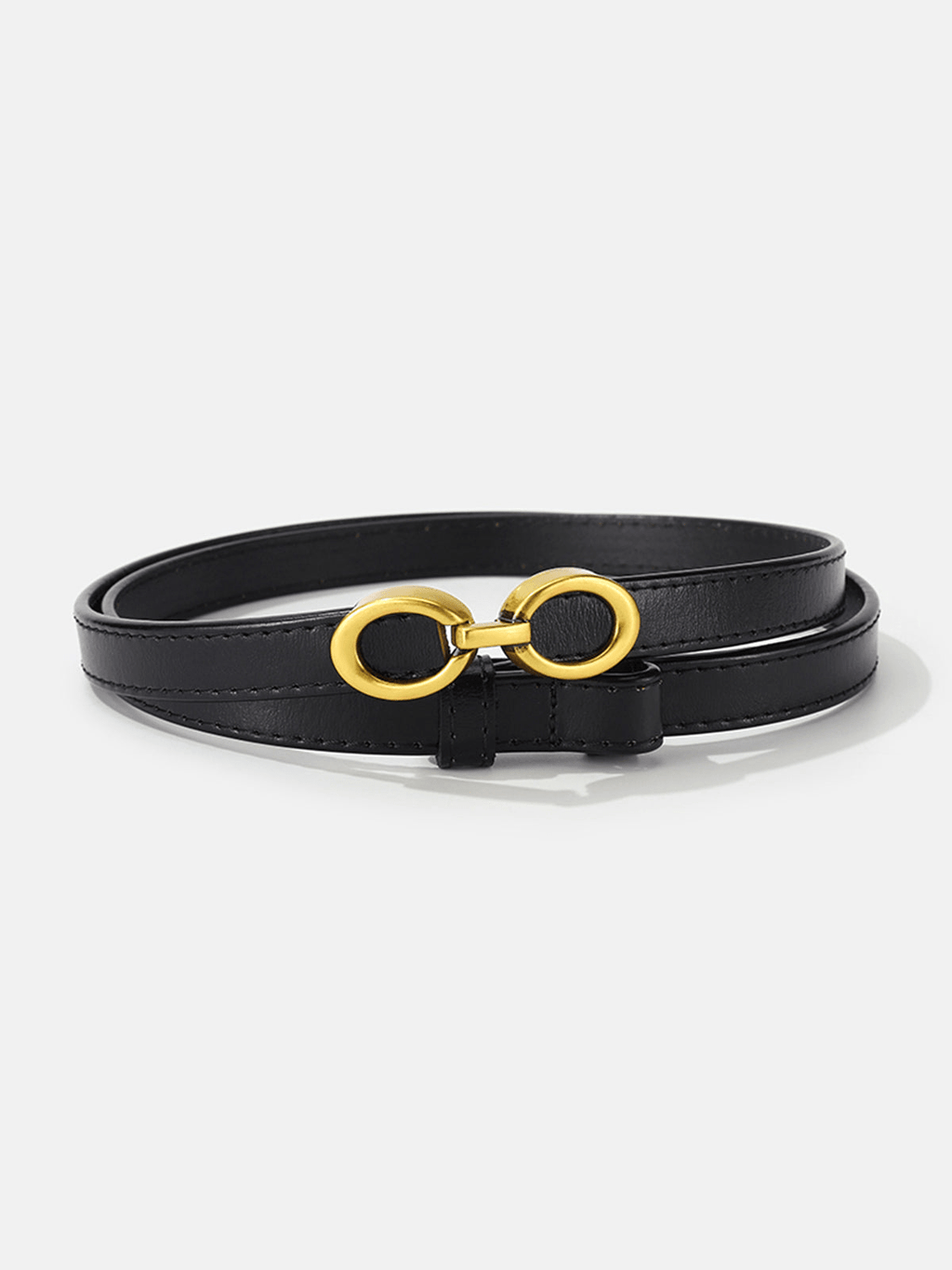 GR | Elegant women's belt, narrow leather belt with ring closure