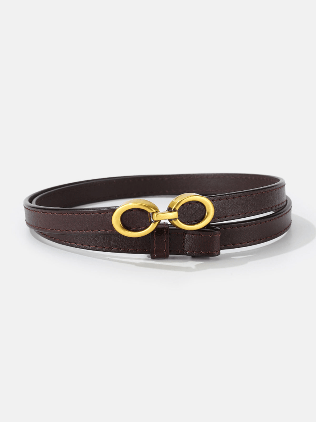 GR | Elegant women's belt, narrow leather belt with ring closure