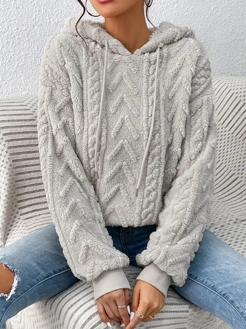 GR Sweater | Stylischer weicher Teddy-Fleece-Kapuzenpullover für Frauen