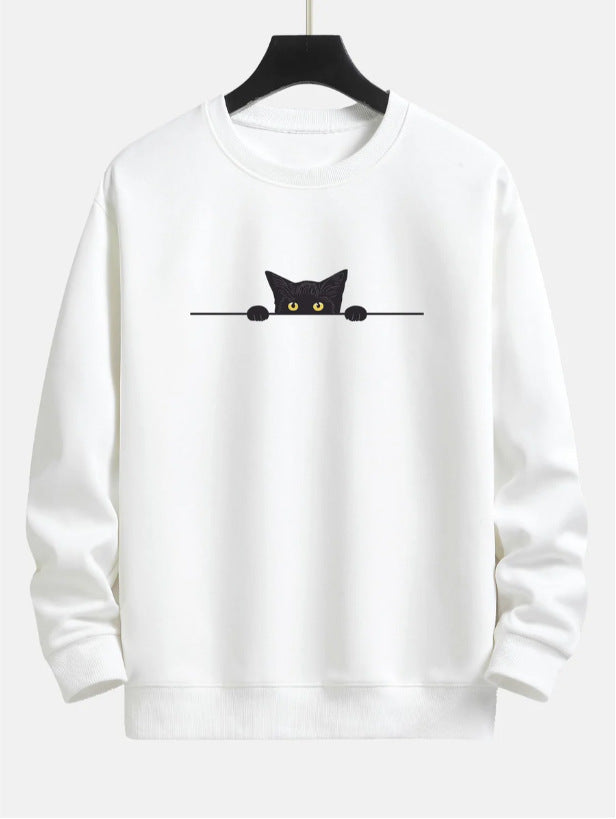 GR | Relax Fit Sweatshirt with Black Cat Print