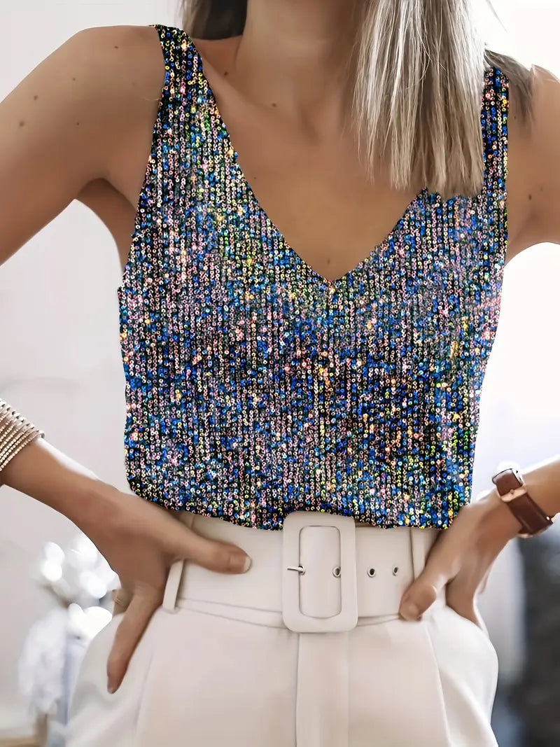 GR | Elegant sleeveless top with sequins