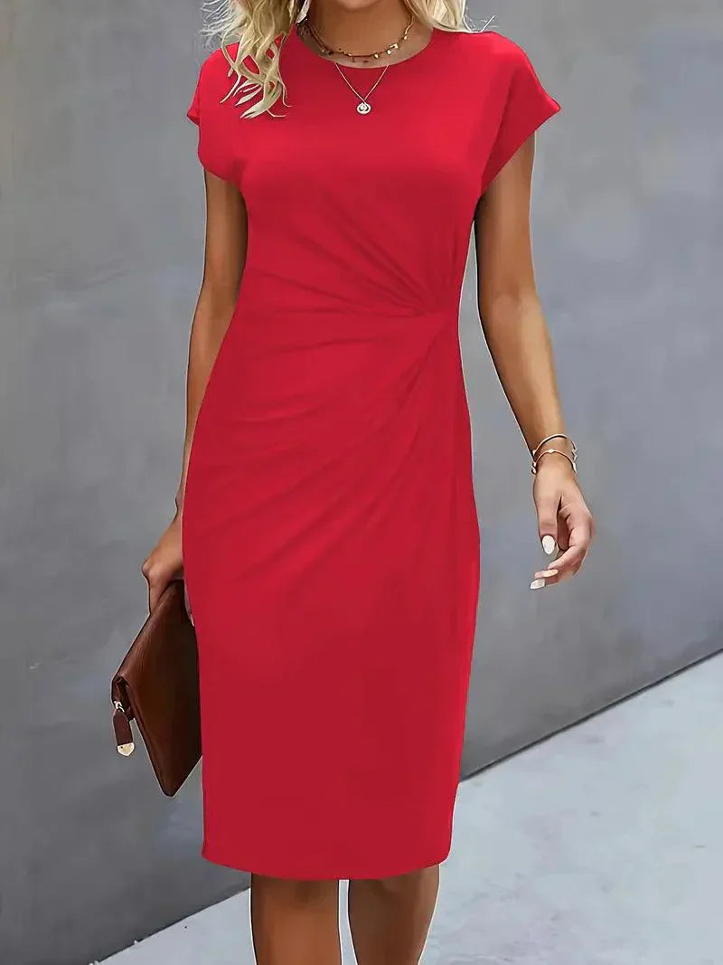 GR | Stilvolles Schmales Kleid Mit Rundhalsausschnitt