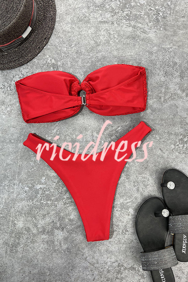 GR bandeau bikini with a ring neckline