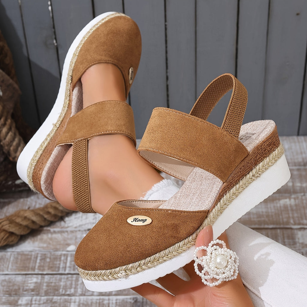 GR | Women's Platform Sandals: Non-slip, Closed Toe, Elastic Strap