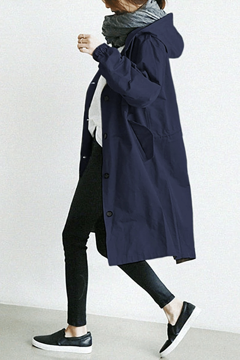 GR | Warm Large-Button Rain Jacket With