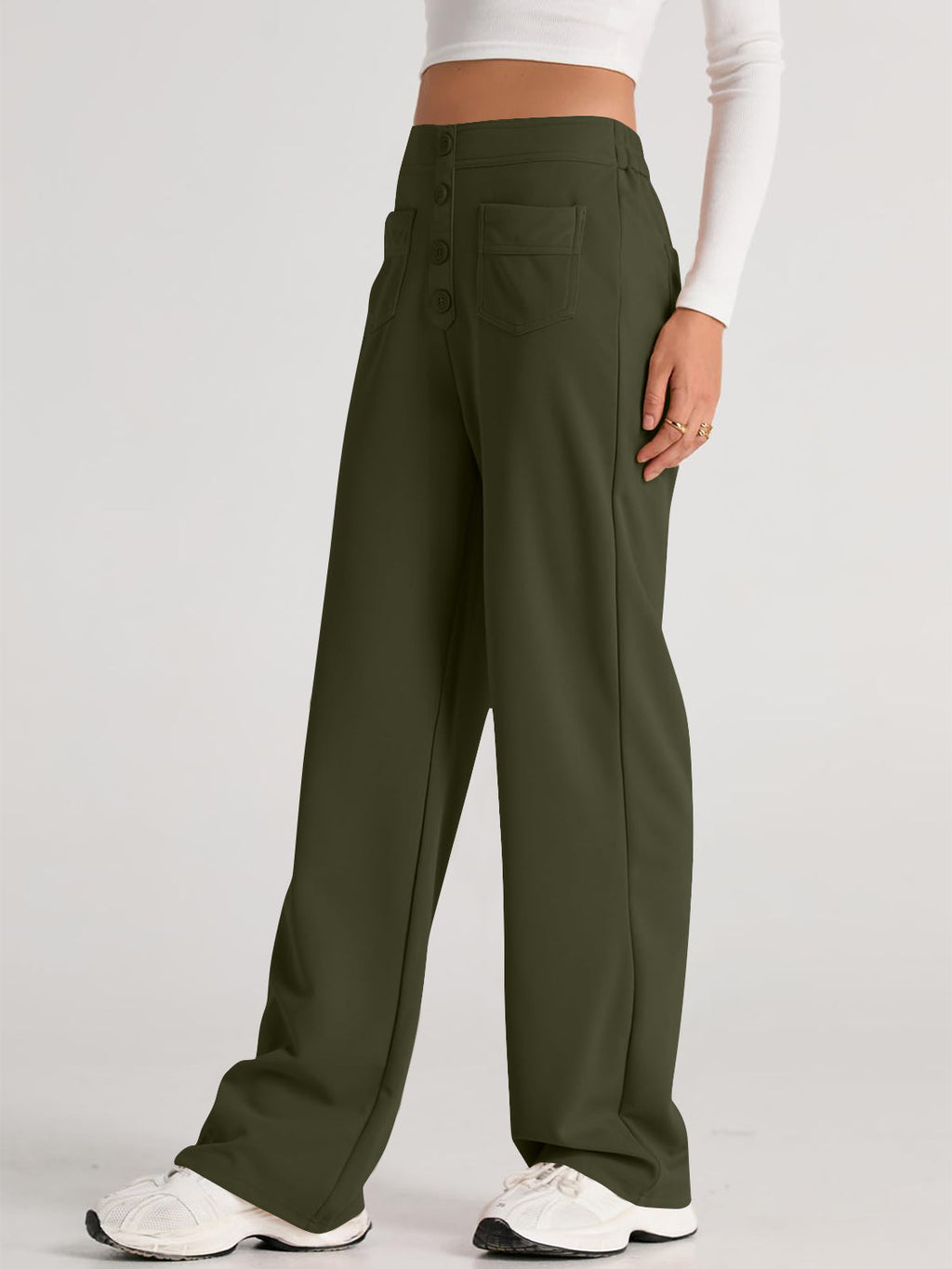 GR | Wide-waisted trousers with pockets, elegant and comfortable