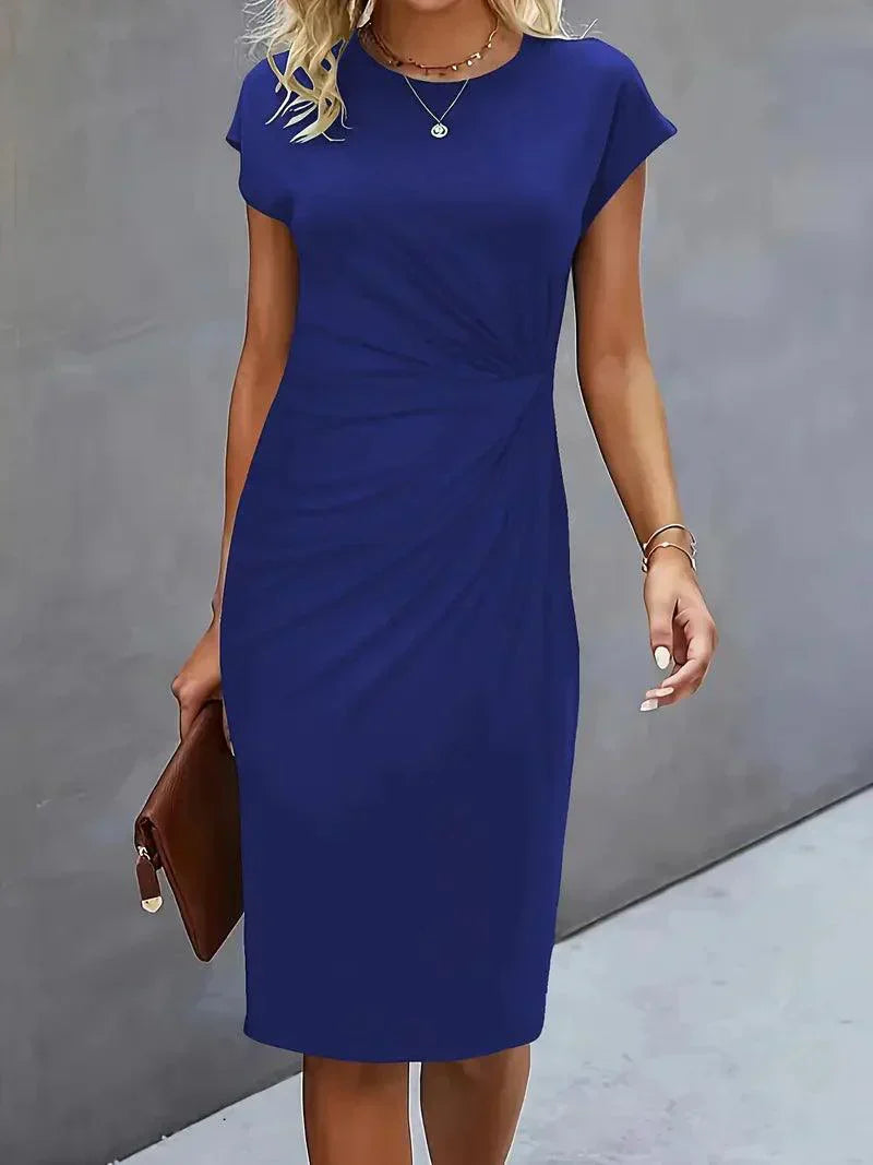 GR | Stilvolles Schmales Kleid Mit Rundhalsausschnitt