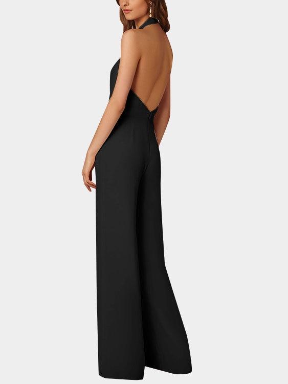 GR | Deep V-neck Sleeveless Wide Leg Jumpsuit