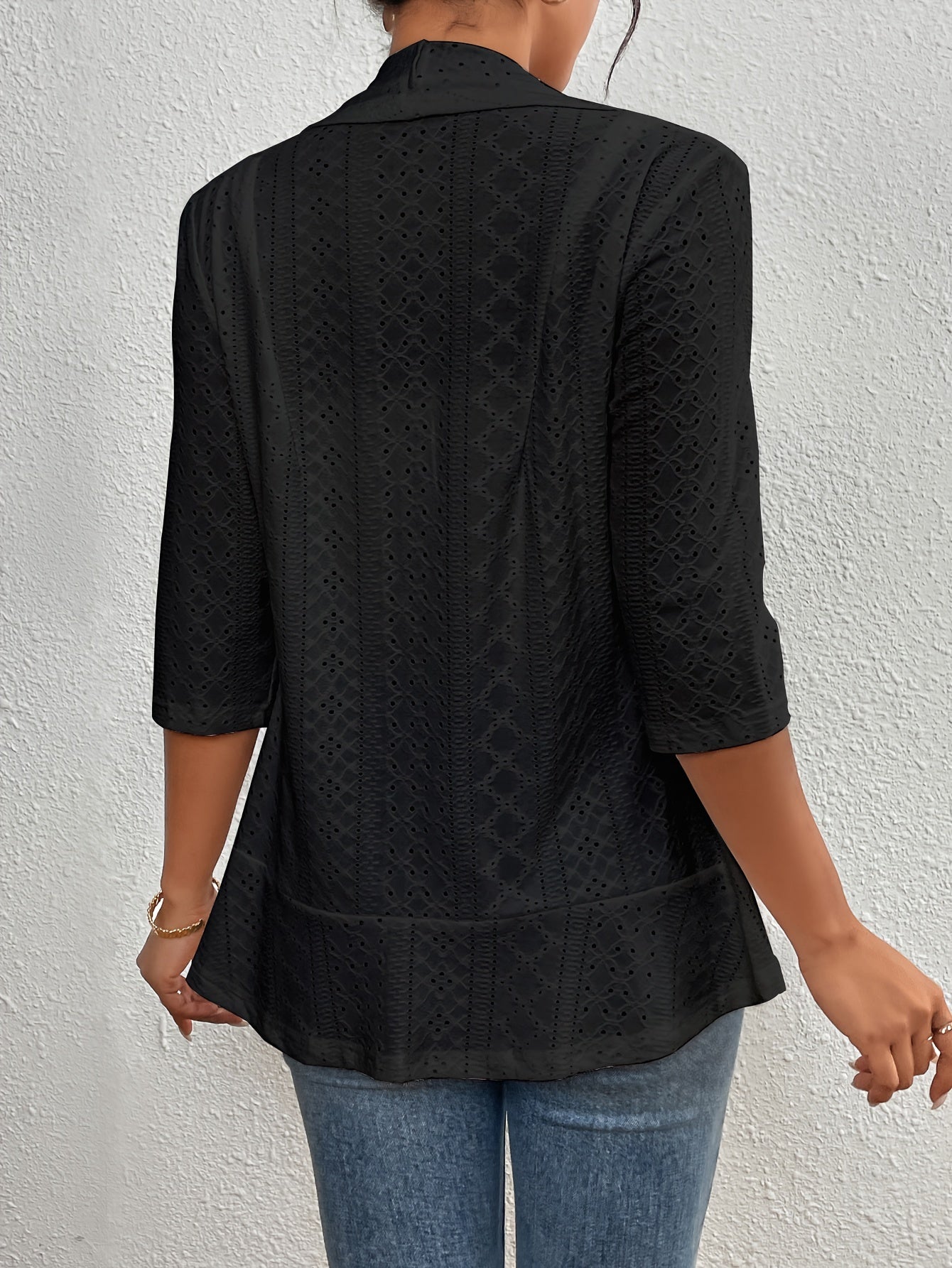 GR | Women's blazer with 3/4 sleeves – open front, lightweight and elegant